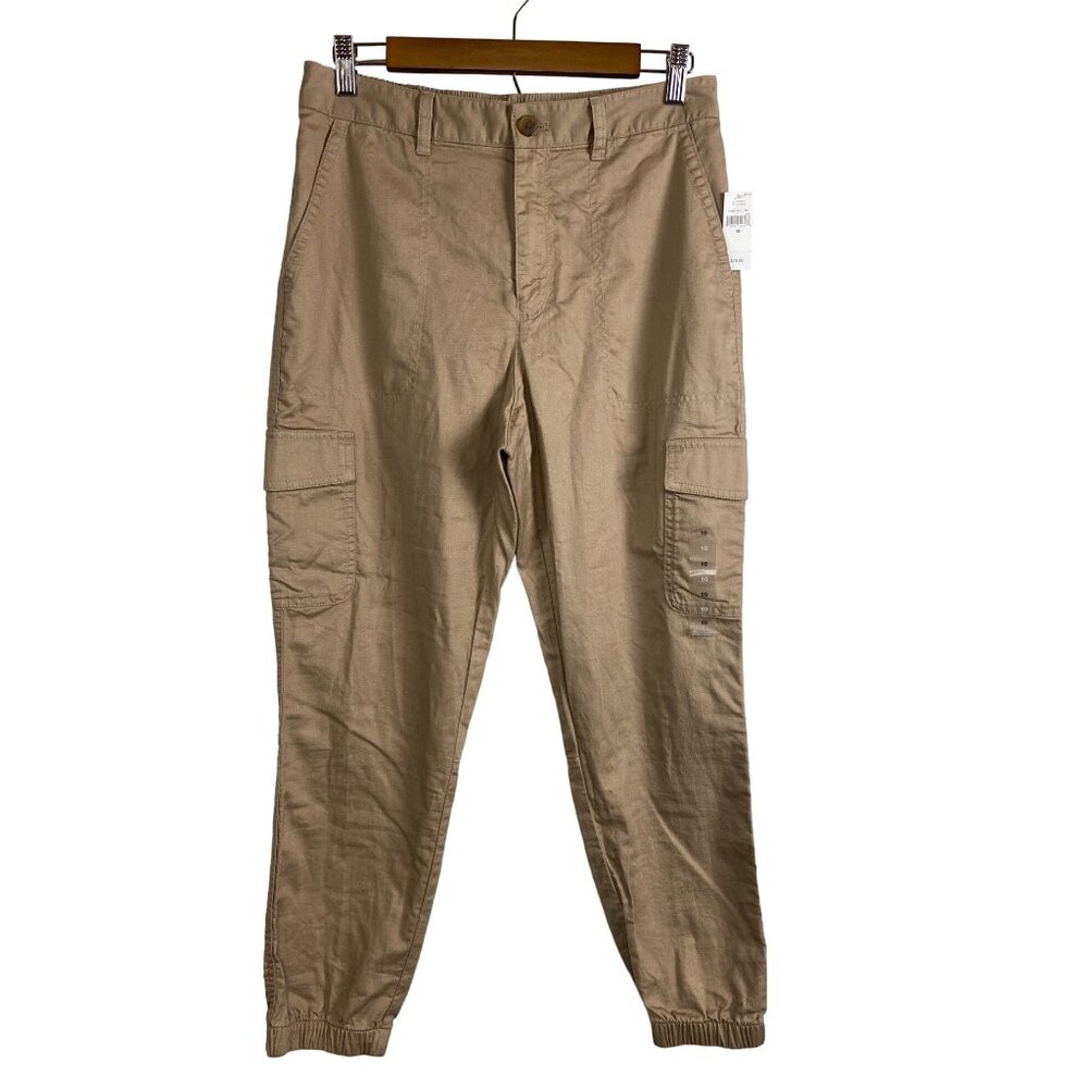 GAP Girlfriend Jogger Cargo Pants Cotton Elastic Back Waist Tan Womens Size 10